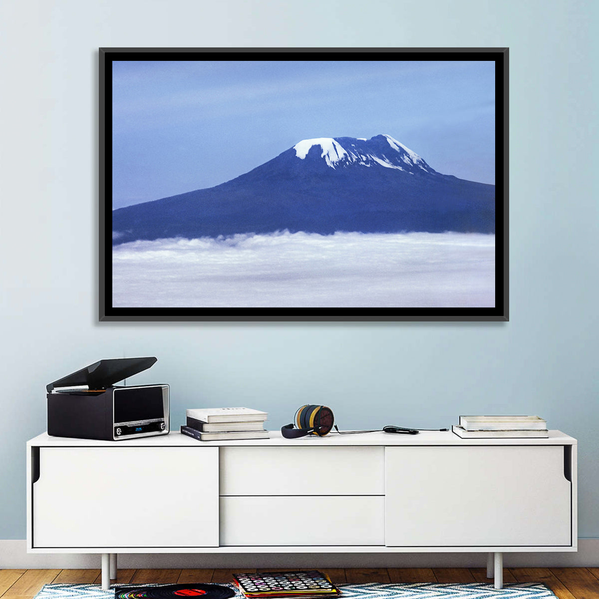 Snow-capped Kilimanjaro Wall Art in a room, landscape