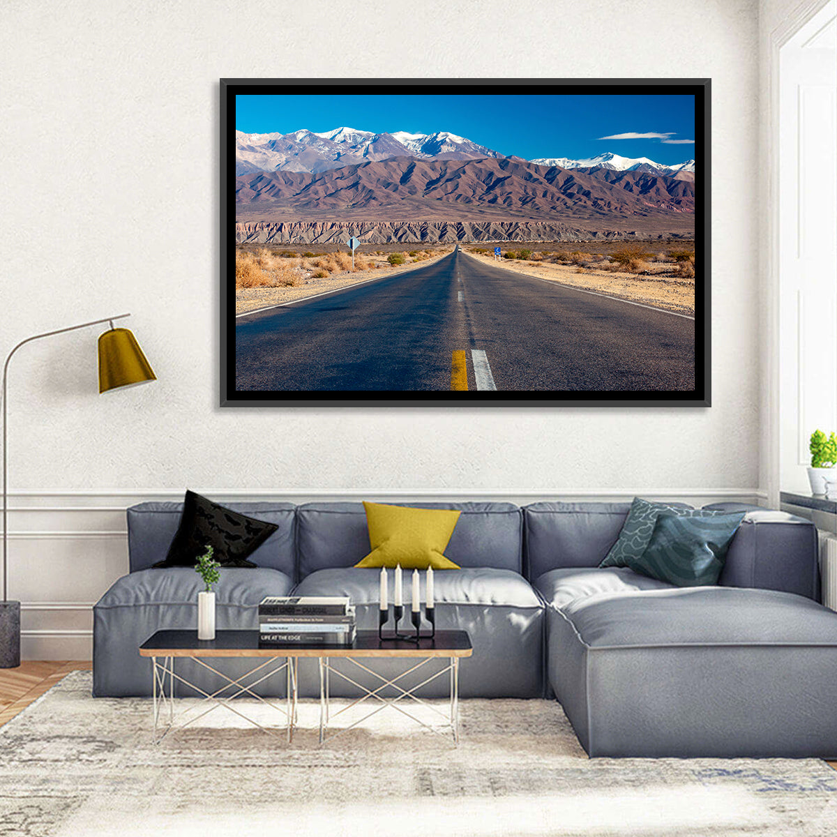 Northern Argentina Desert Road Wall Art in a room, landscape