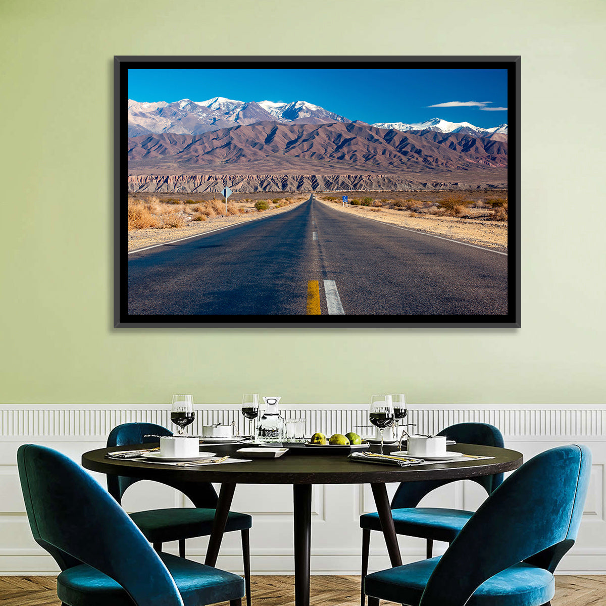 Northern Argentina Desert Road Wall Art in a room, landscape