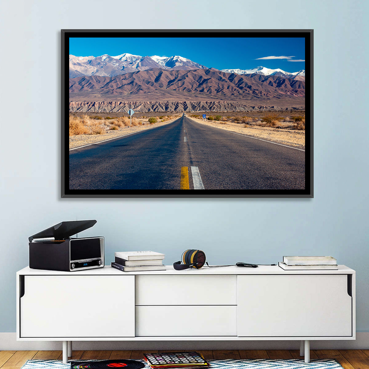 Northern Argentina Desert Road Wall Art in a room, landscape