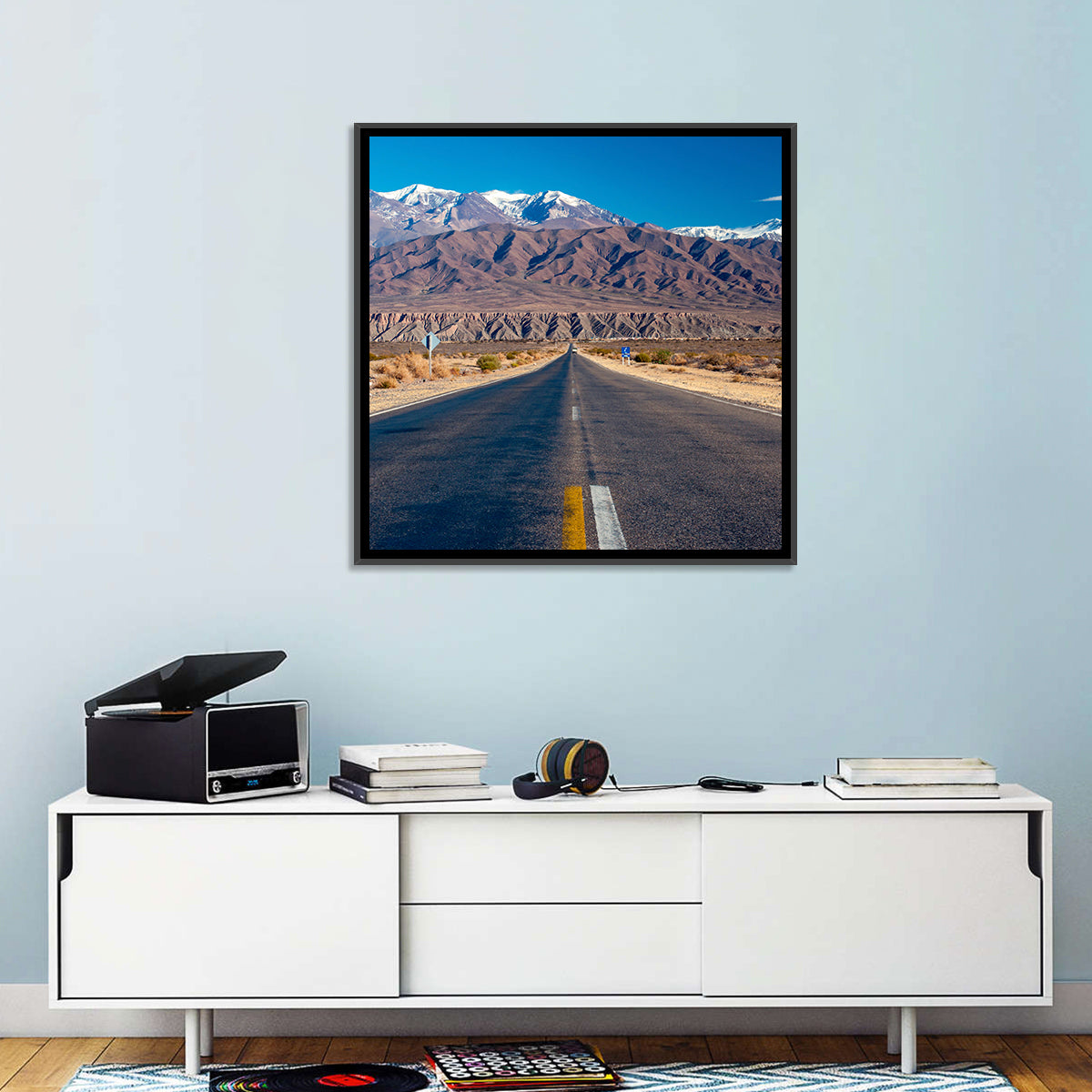 Northern Argentina Desert Road Wall Art in a room, landscape