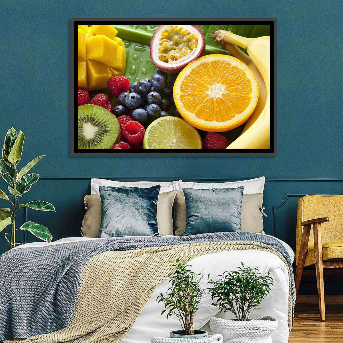 Vibrant Fresh Fruit Flat Lay Wall Art
