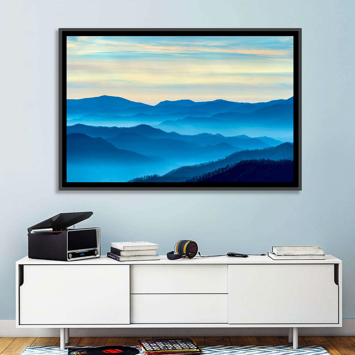 Smoky Mountain Layers at Dawn Wall Art in a room, landscape