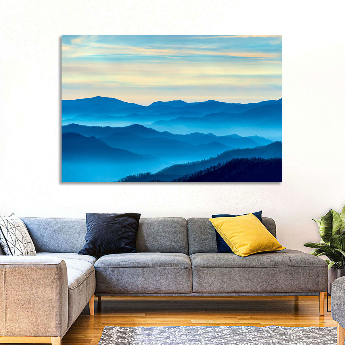 Smoky Mountain Layers at Dawn Wall Art in a room, landscape