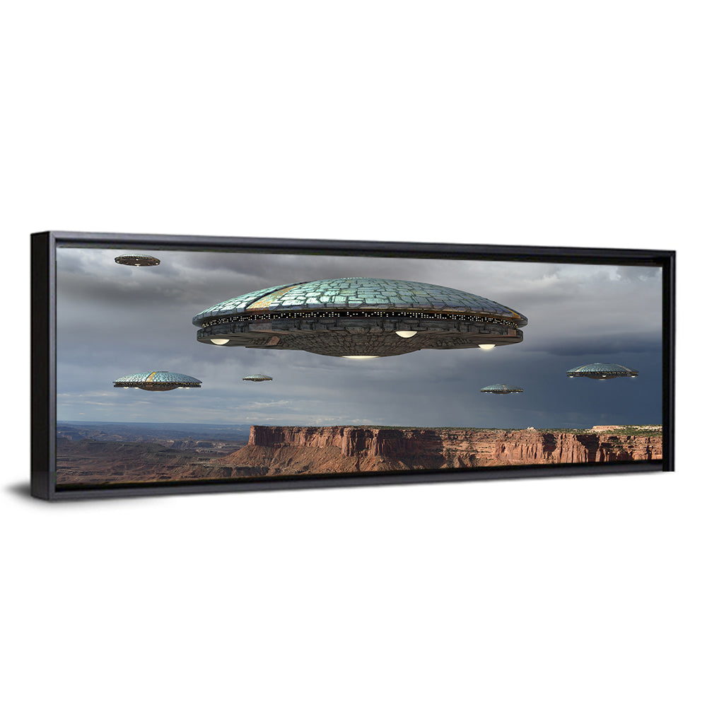 Ufos Over Stormy Canyon Wall Art