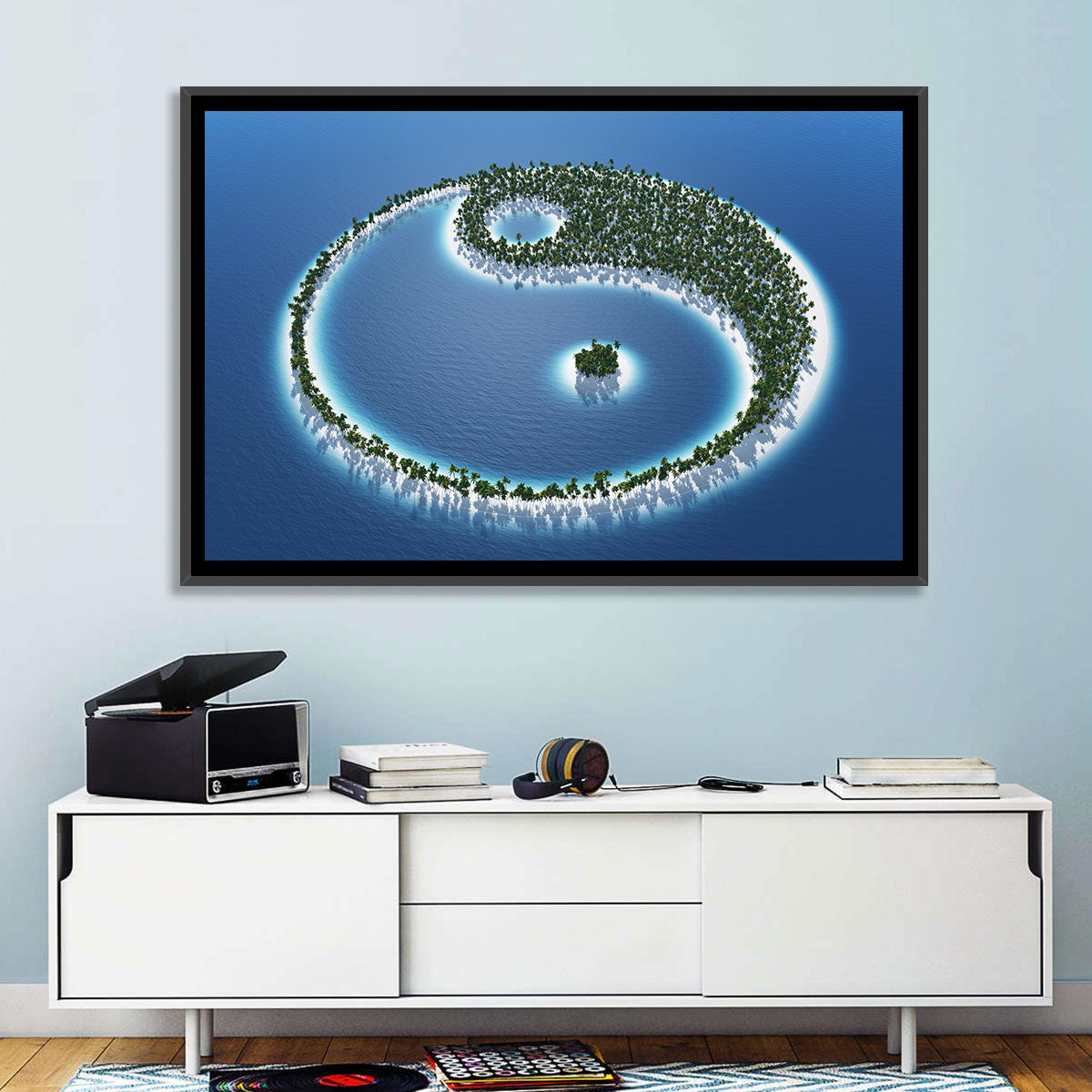 Yin Yang Tropical Island Aerial Wall Art