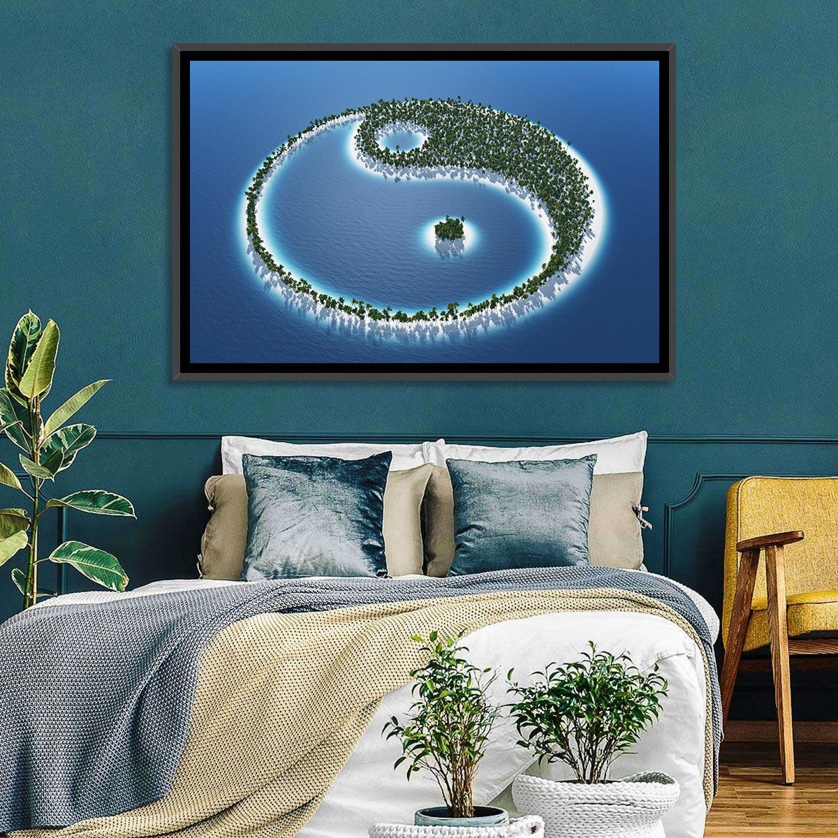 Yin Yang Tropical Island Aerial Wall Art