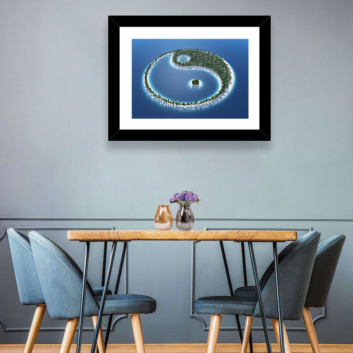 Yin Yang Tropical Island Aerial Wall Art