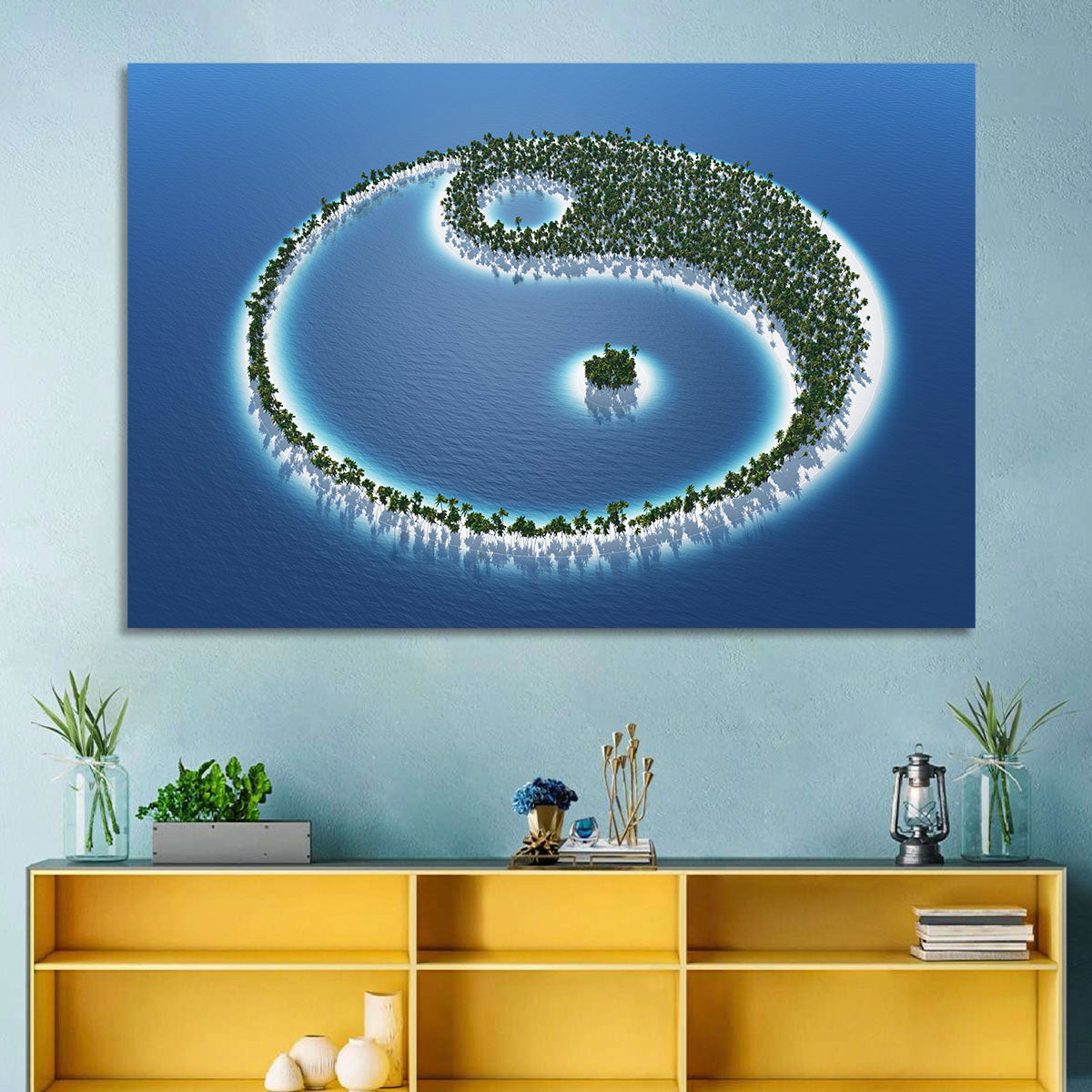 Yin Yang Tropical Island Aerial Wall Art