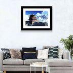 Sunlit Pagoda and Snow Peaks Wall Art