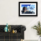 Sunlit Pagoda and Snow Peaks Wall Art