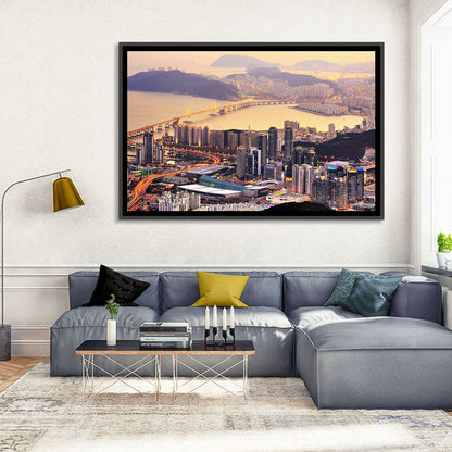 Busan Dusk Aerial Skyline with Gwangan Bridge Wall Art
