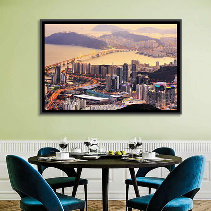 Busan Dusk Aerial Skyline with Gwangan Bridge Wall Art
