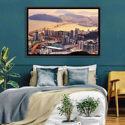 Busan Dusk Aerial Skyline with Gwangan Bridge Wall Art