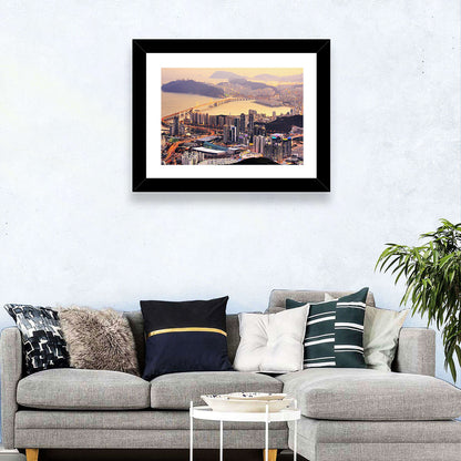Busan Dusk Aerial Skyline with Gwangan Bridge Wall Art