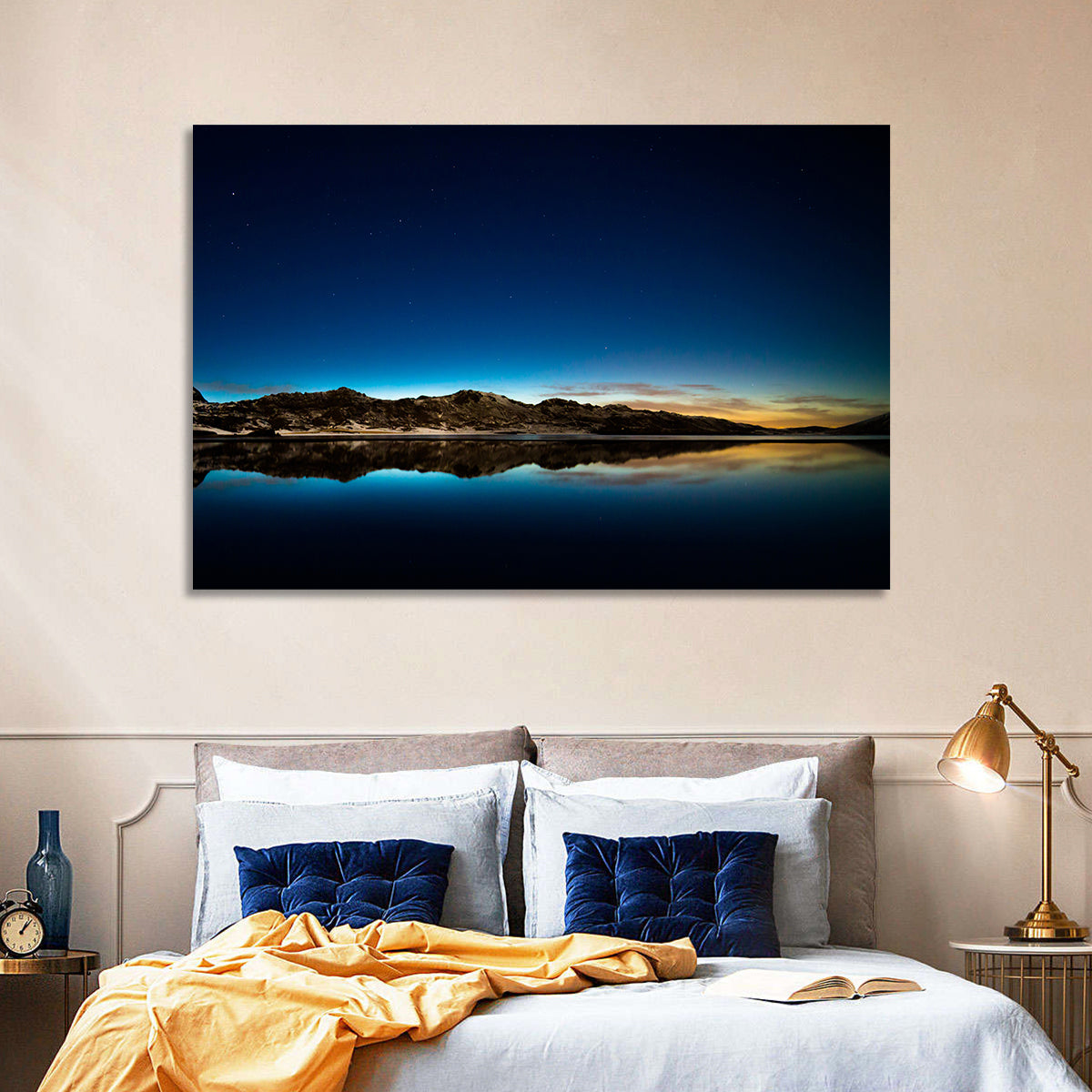 Kleifarvatn Lake at Dusk Wall Art in a room, landscape