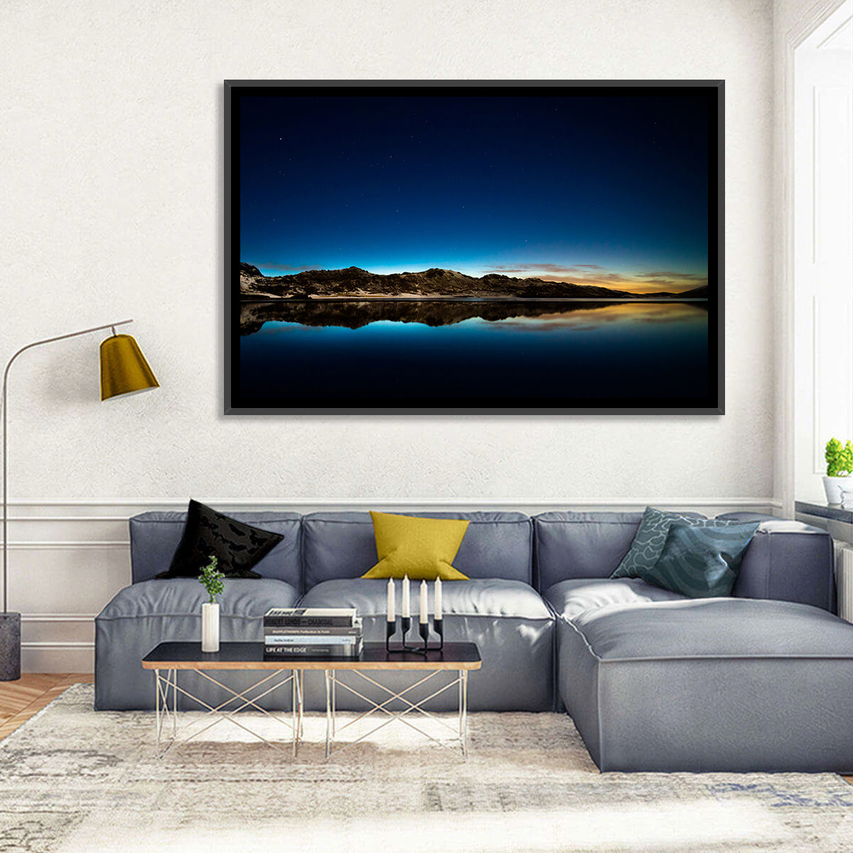Kleifarvatn Lake at Dusk Wall Art in a room, landscape