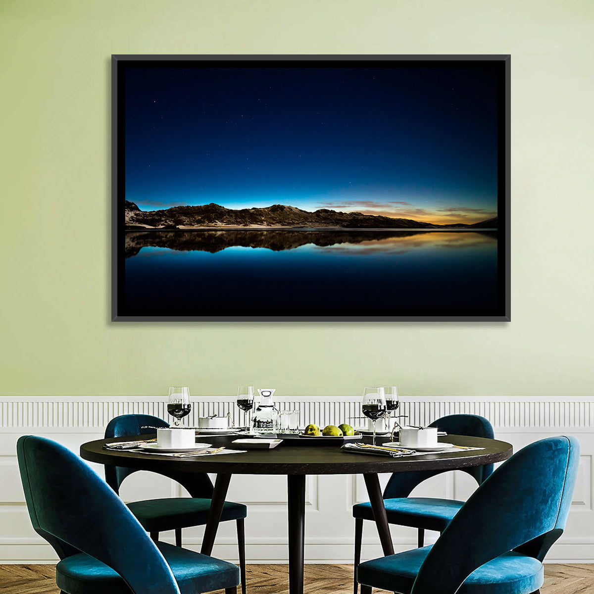 Kleifarvatn Lake at Dusk Wall Art in a room, landscape