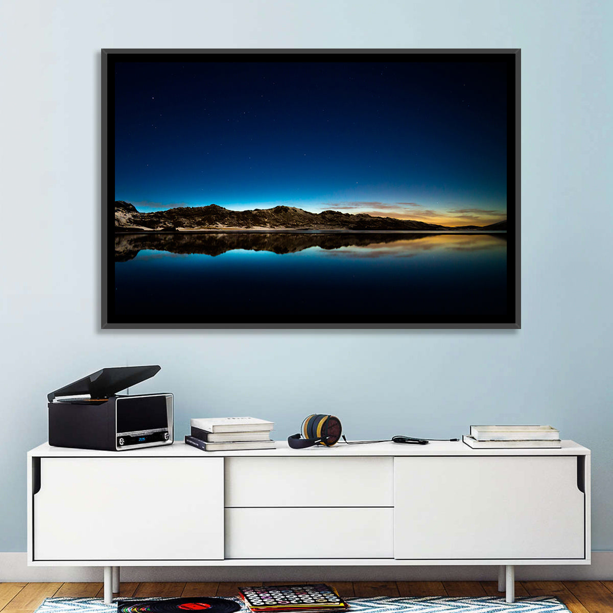 Kleifarvatn Lake at Dusk Wall Art in a room, landscape