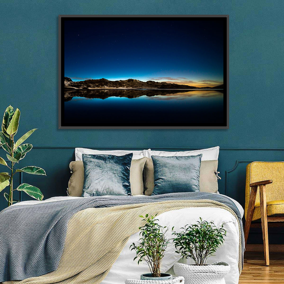 Kleifarvatn Lake at Dusk Wall Art in a room, landscape