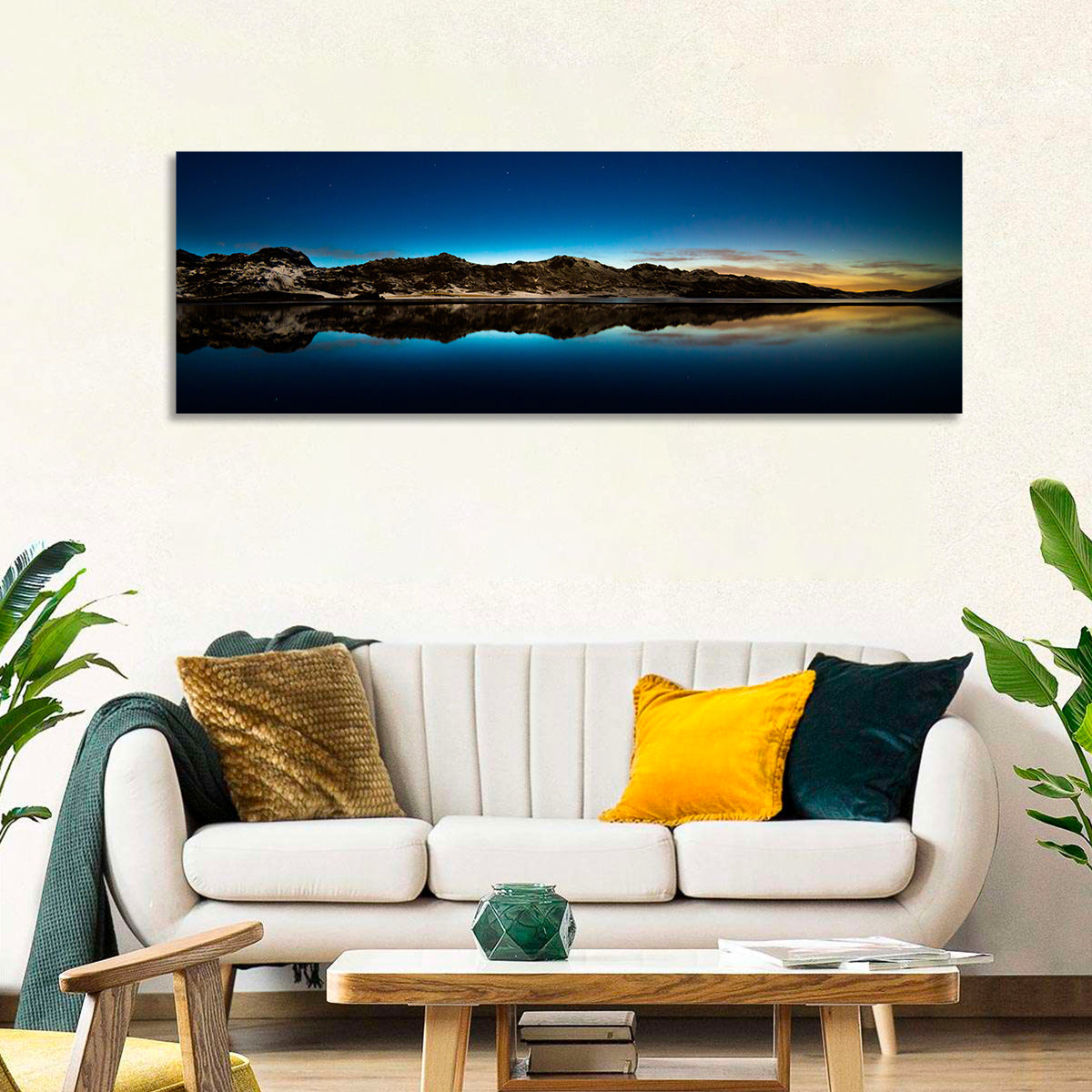 Kleifarvatn Lake at Dusk Wall Art in a room, landscape