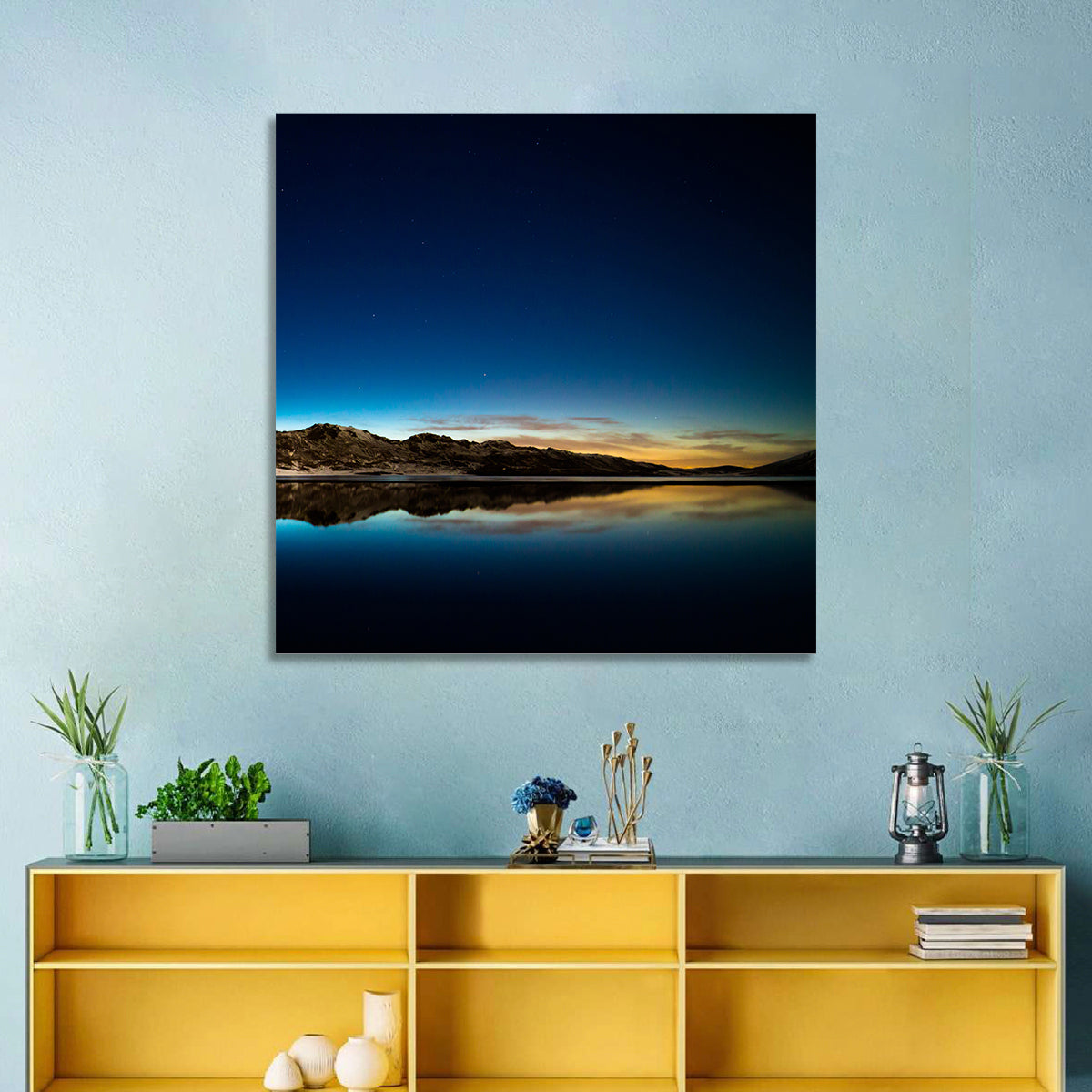 Kleifarvatn Lake at Dusk Wall Art in a room, landscape