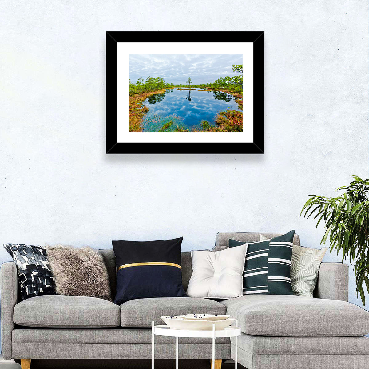 Viru Bog Reflections Wall Art in a room, landscape
