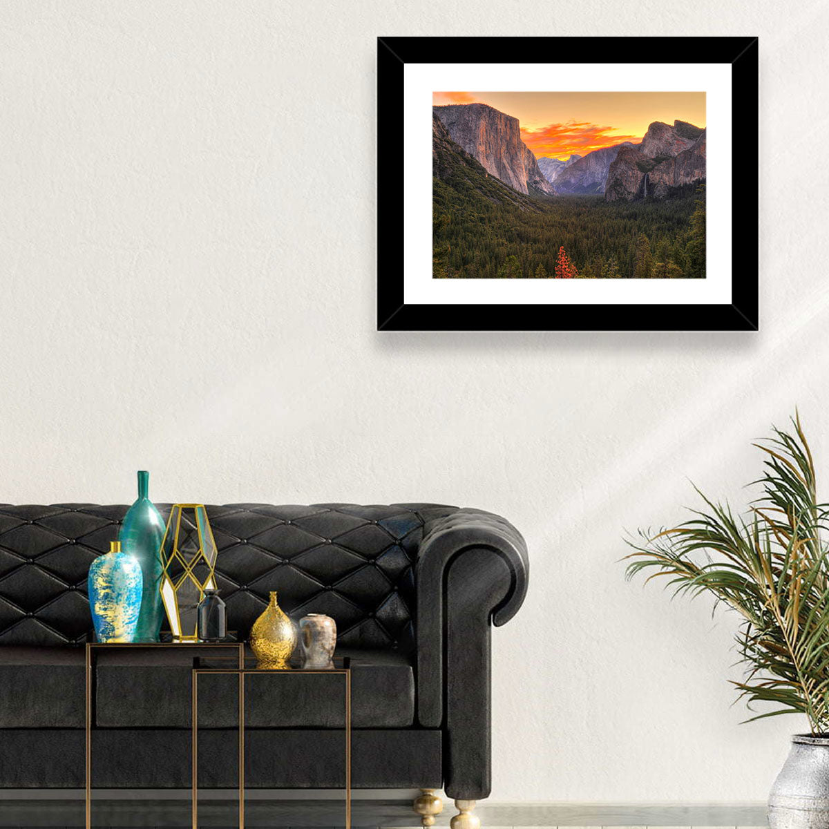 Yosemite Valley Sunset from Tunnel View Wall Art in a room, landscape