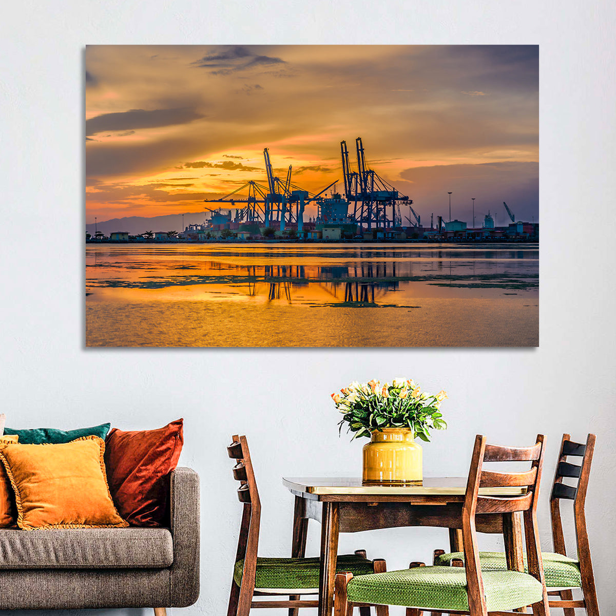 Djibouti Harbor at Sunset Wall Art