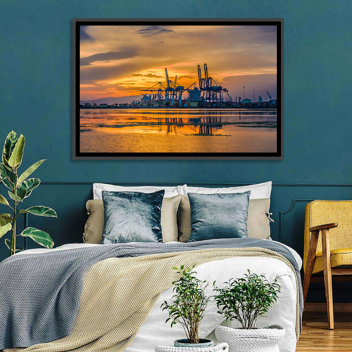 Djibouti Harbor at Sunset Wall Art