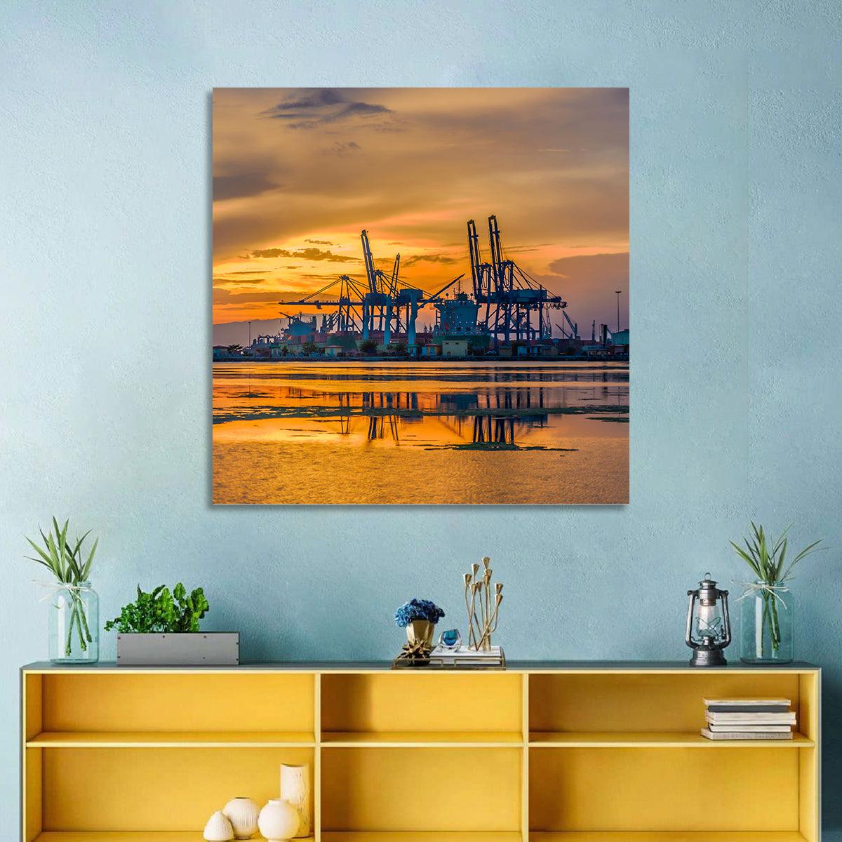 Djibouti Harbor at Sunset Wall Art