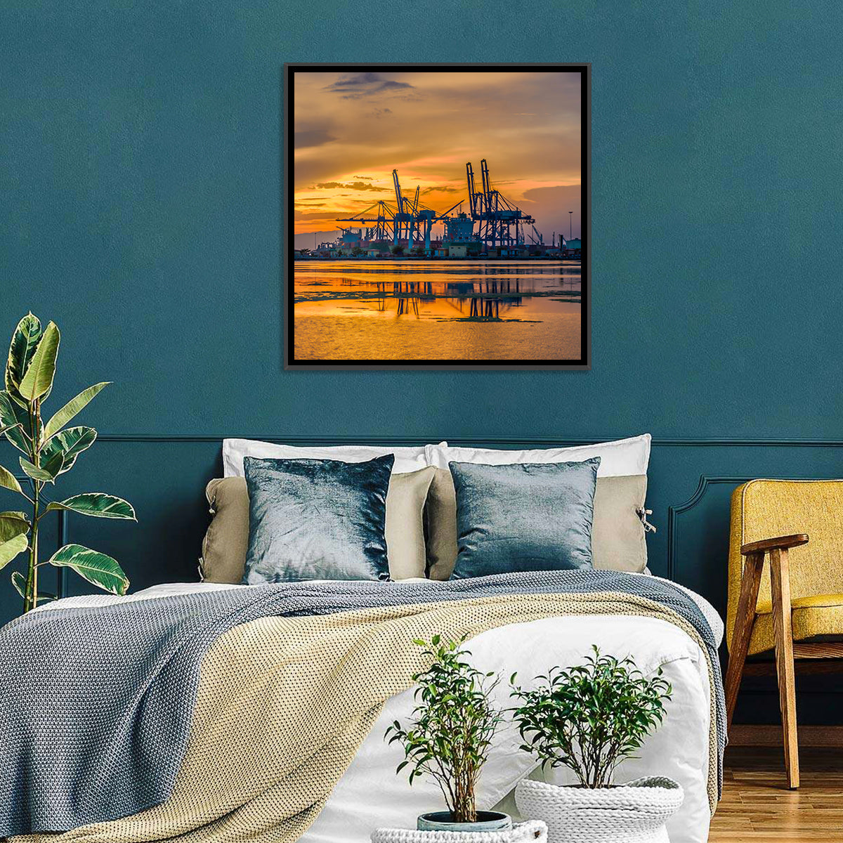 Djibouti Harbor at Sunset Wall Art