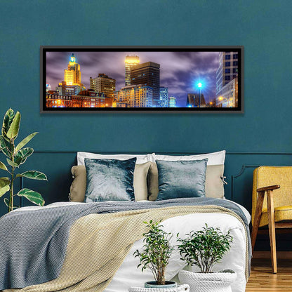 Providence River Night Skyline Wall Art