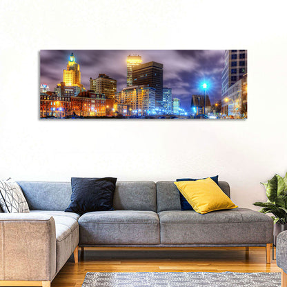 Providence River Night Skyline Wall Art