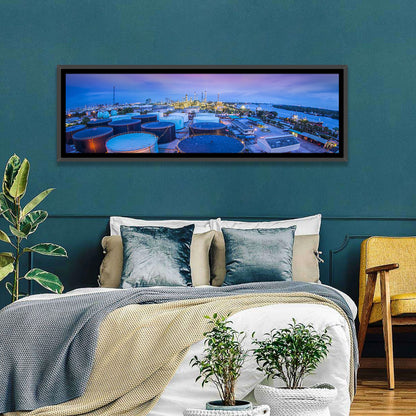 Twilight Oil Refinery River View Wall Art
