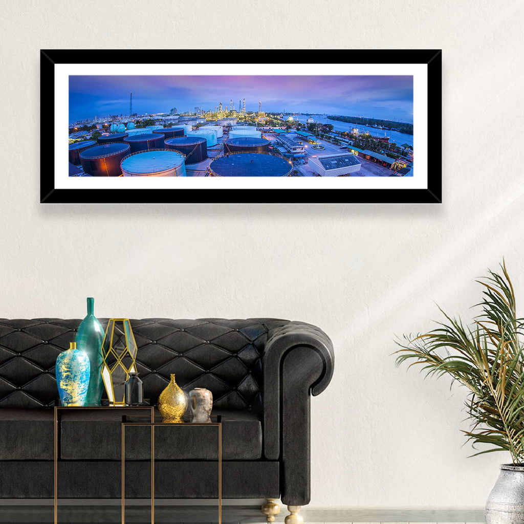 Twilight Oil Refinery River View Wall Art