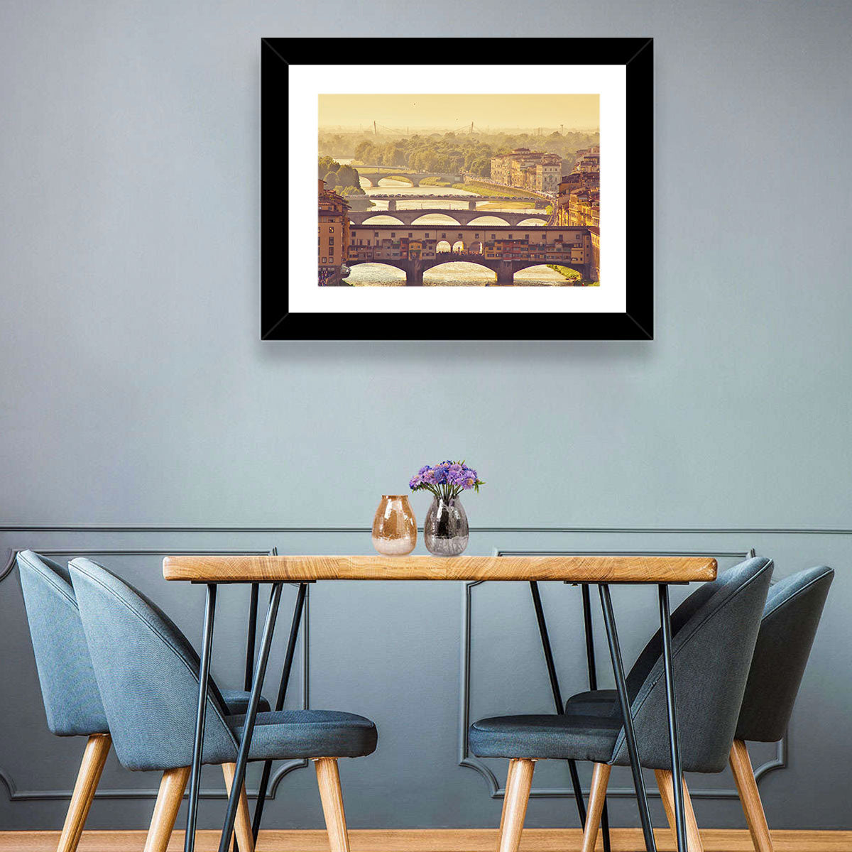 Ponte Vecchio at Golden Hour Wall Art in a room, landscape