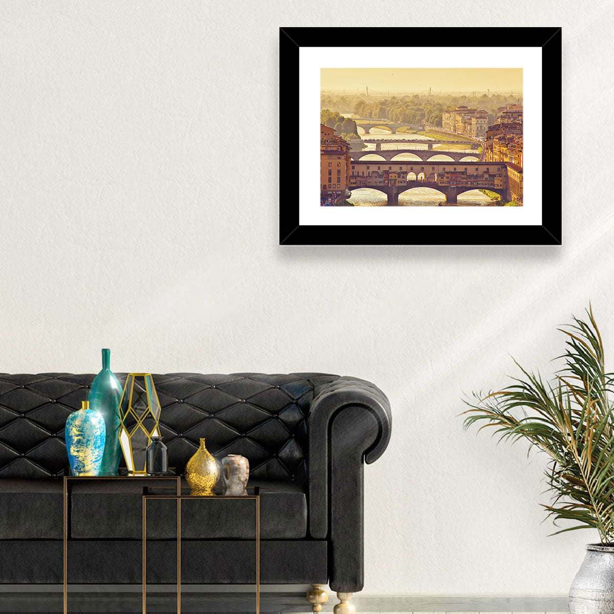 Ponte Vecchio at Golden Hour Wall Art in a room, landscape