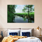 Tranquil Meadow Stream with Wildflowers Wall Art