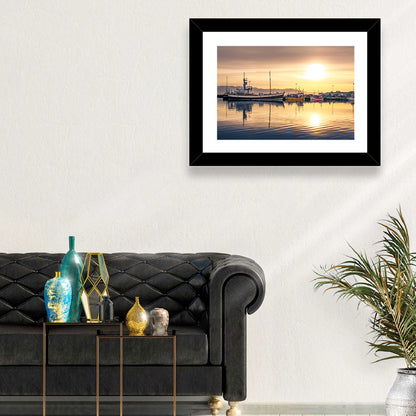 Husavik Harbor at Golden Hour Wall Art
