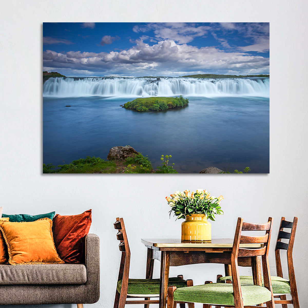 Faxi Waterfall Long Exposure Wall Art in a room, landscape