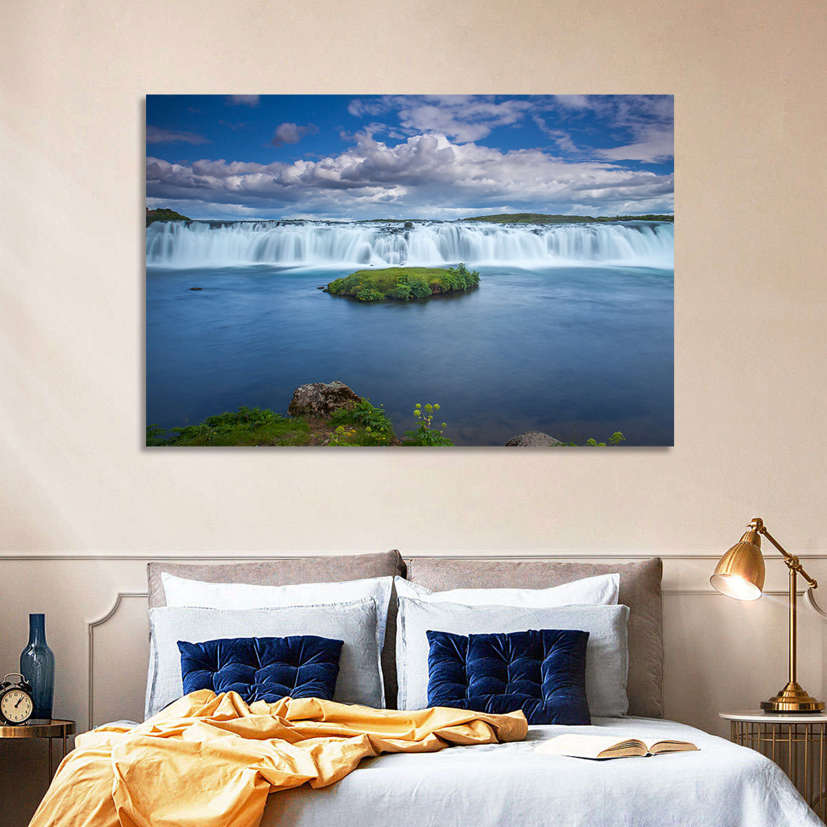 Faxi Waterfall Long Exposure Wall Art in a room, landscape