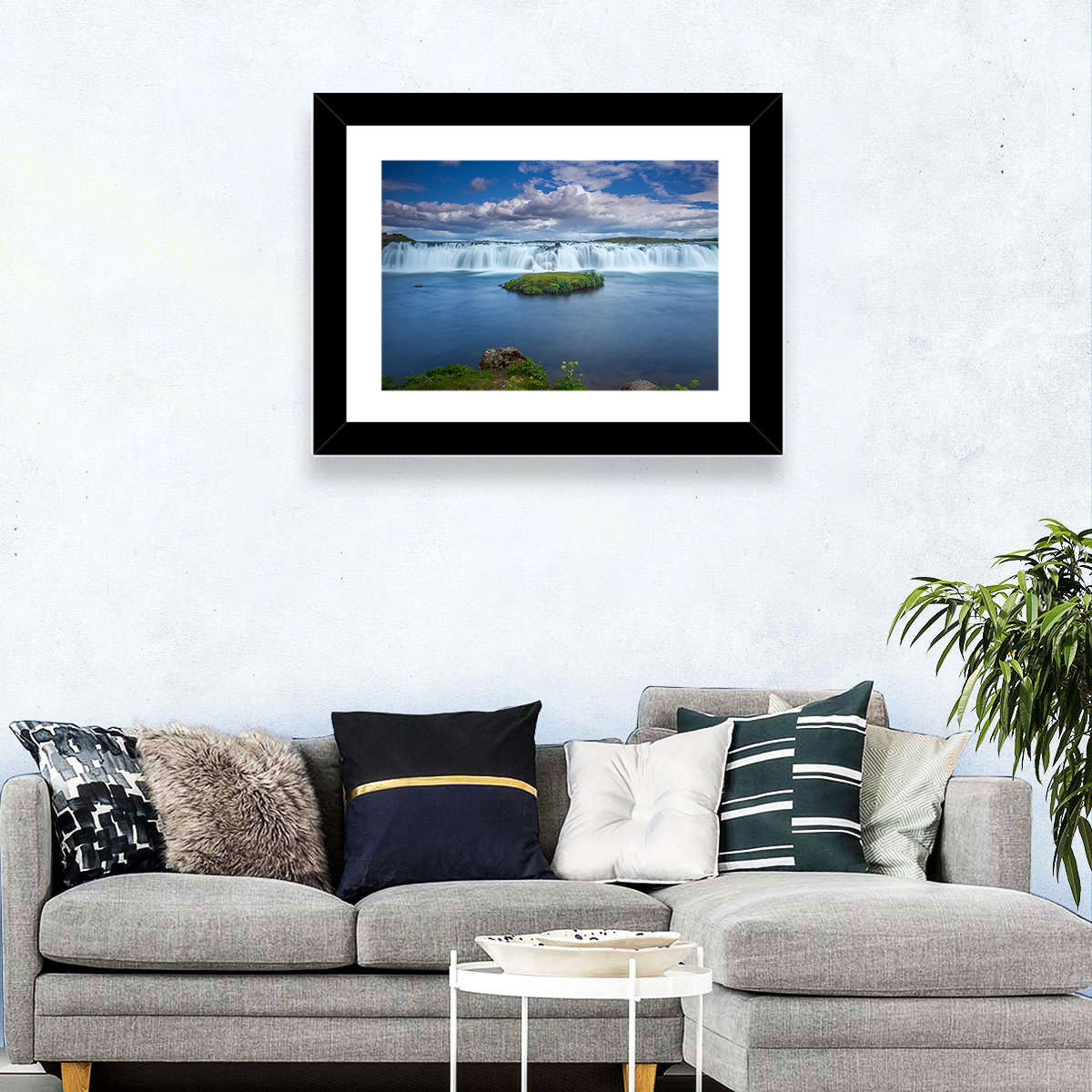 Faxi Waterfall Long Exposure Wall Art in a room, landscape
