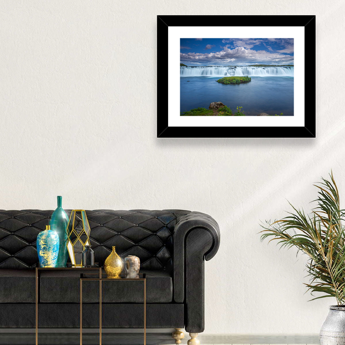 Faxi Waterfall Long Exposure Wall Art in a room, landscape