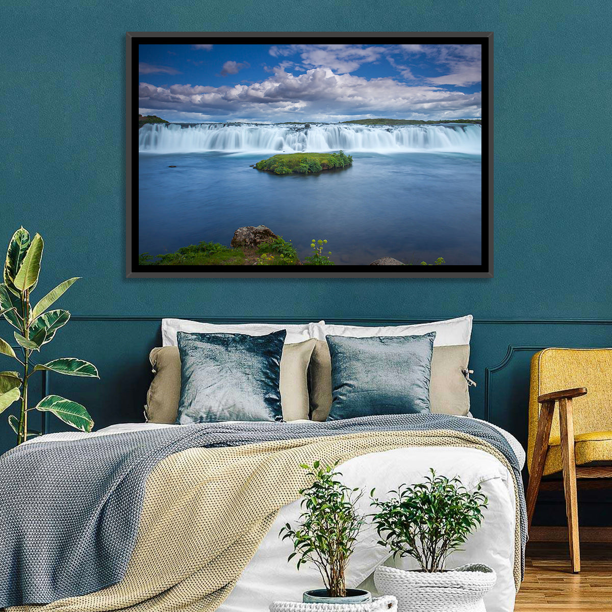 Faxi Waterfall Long Exposure Wall Art in a room, landscape