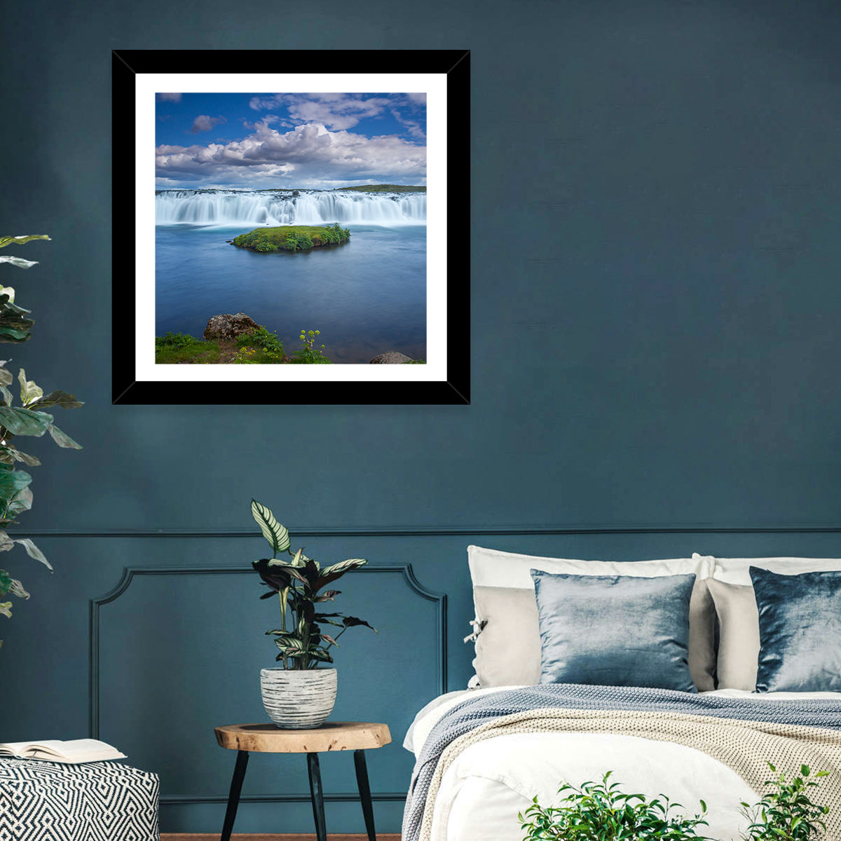 Faxi Waterfall Long Exposure Wall Art in a room, landscape