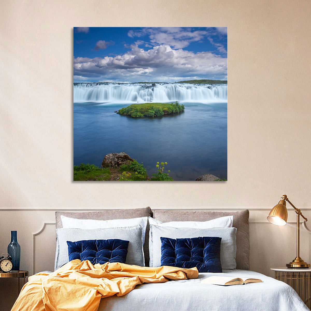 Faxi Waterfall Long Exposure Wall Art in a room, landscape
