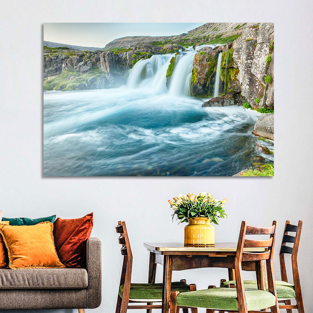 Dynjandi Waterfall Mist and Moss Wall Art