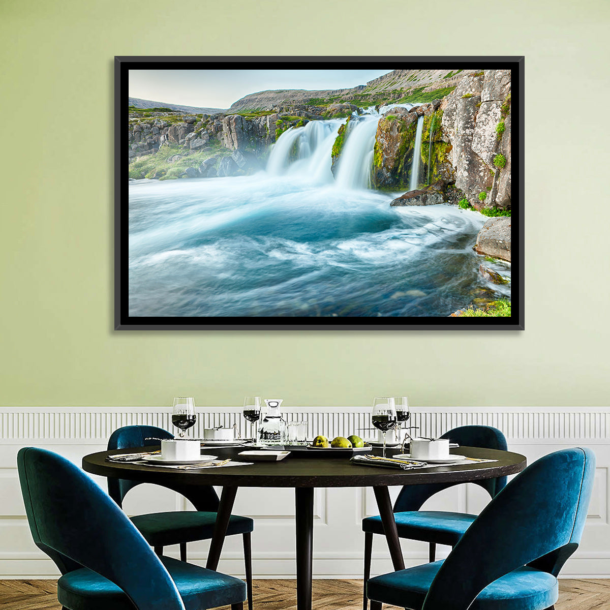 Dynjandi Waterfall Mist and Moss Wall Art