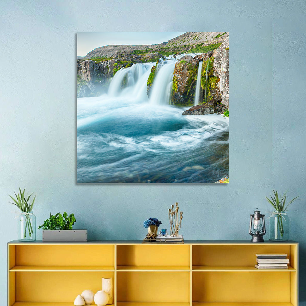 Dynjandi Waterfall Mist and Moss Wall Art